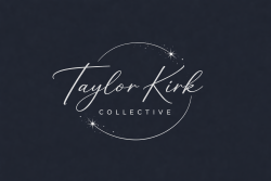 elegant silver logo on navy blue footer small